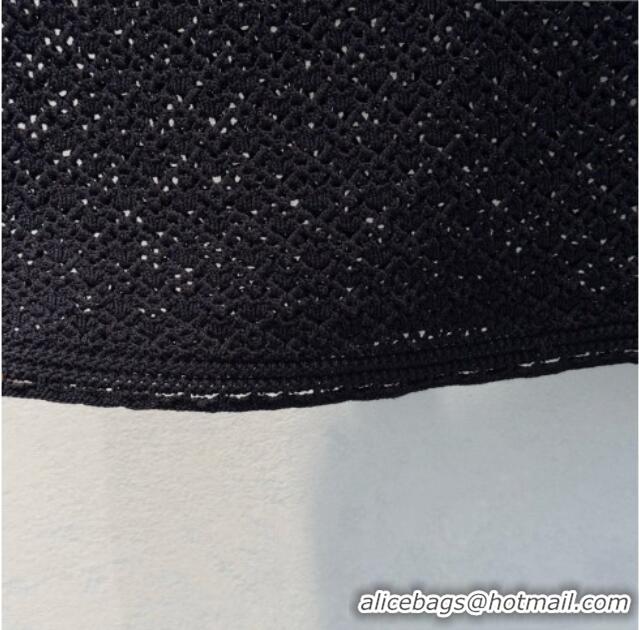 Promotional Miu Miu Cotton Crochet and Suede Miniskirt M081437 Black/Brown 2026