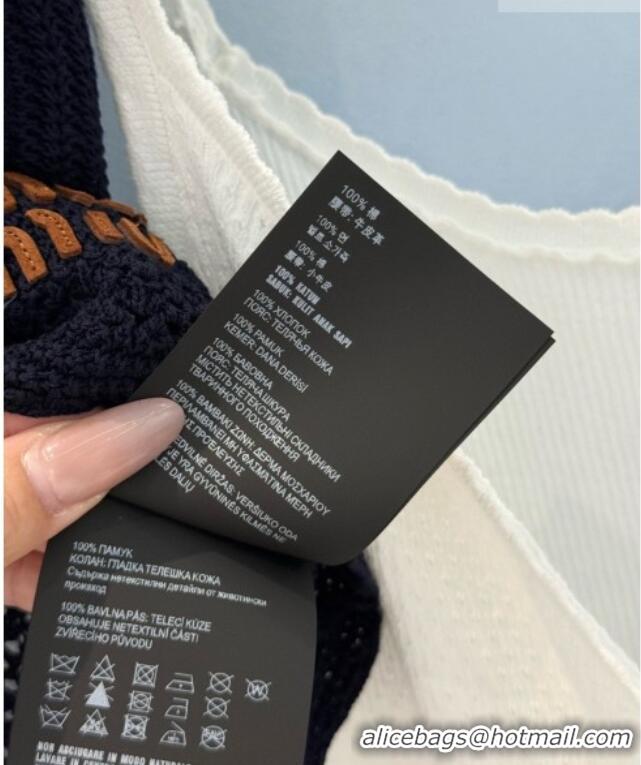 Promotional Miu Miu Cotton Crochet and Suede Miniskirt M081437 Black/Brown 2026