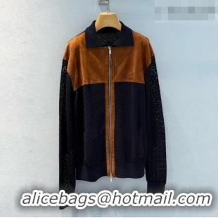 Top Quality Miu Miu Cotton Crochet and Suede Jacket M081438 Black/Brown 2026