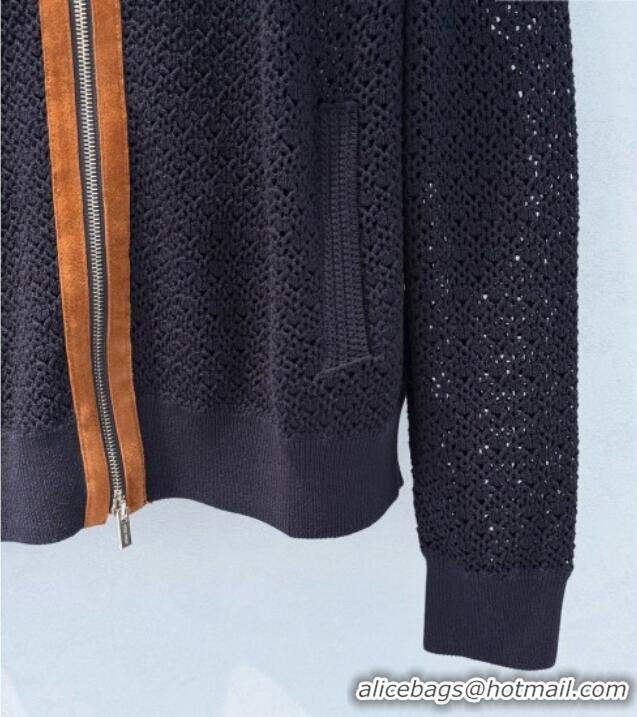 Top Quality Miu Miu Cotton Crochet and Suede Jacket M081438 Black/Brown 2026