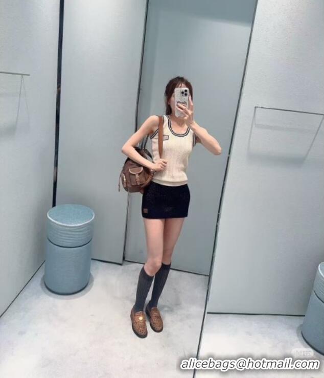 Top Quality Miu Miu Cotton Crochet and Suede Jacket M081438 Black/Brown 2026