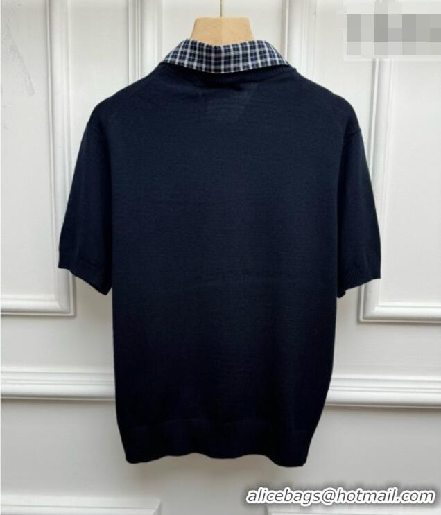 Grade Quality Miu Miu Cashmere Short-sleeved Sweater M081440 Navy 2026