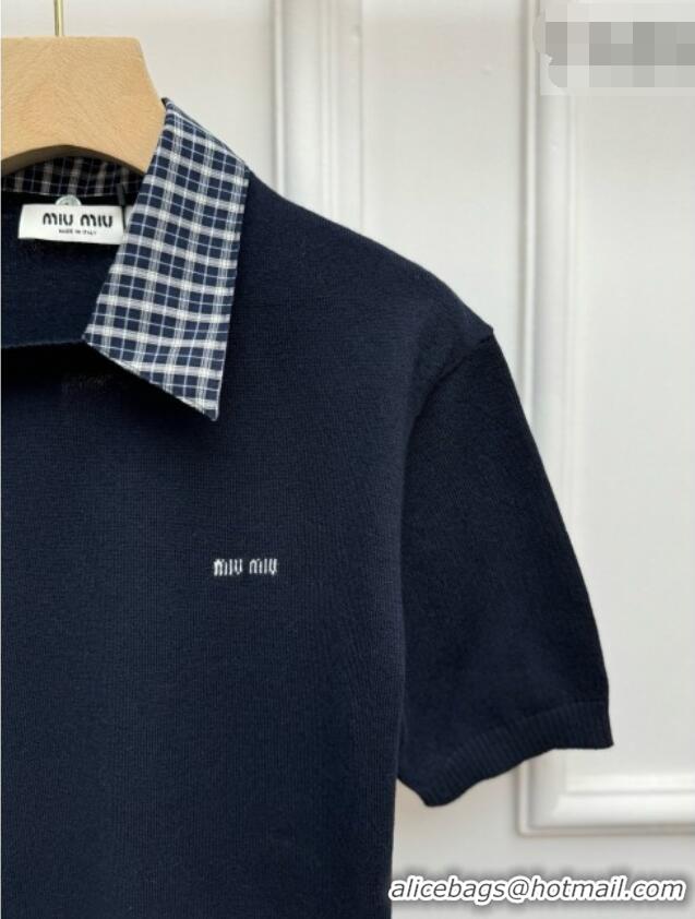 Grade Quality Miu Miu Cashmere Short-sleeved Sweater M081440 Navy 2026