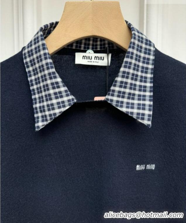 Grade Quality Miu Miu Cashmere Short-sleeved Sweater M081440 Navy 2026