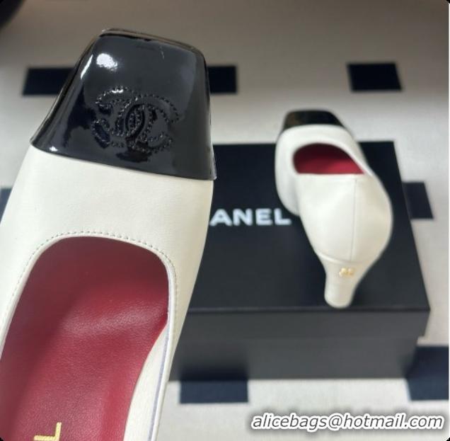 Top Design Chanel Lambskin & Patent Calfskin Pump CH081562 White 2026