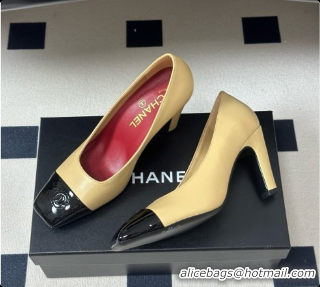 Good Product Chanel Lambskin & Patent Calfskin Pump 8.5cm Heel CH081563 Beige 2026