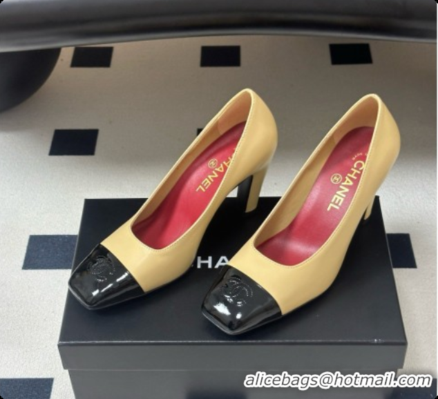 Good Product Chanel Lambskin & Patent Calfskin Pump 8.5cm Heel CH081563 Beige 2026