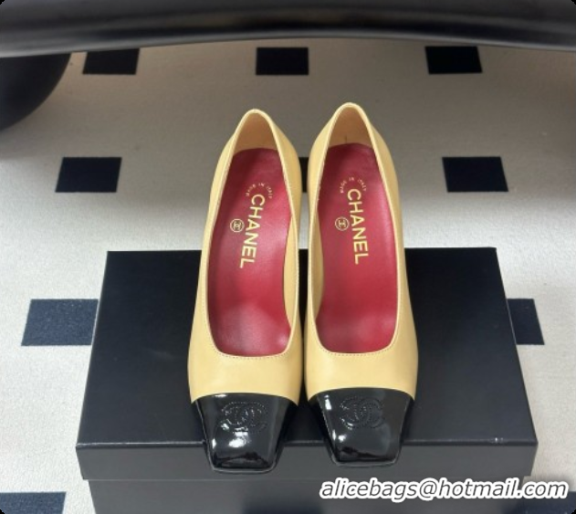 Good Product Chanel Lambskin & Patent Calfskin Pump 8.5cm Heel CH081563 Beige 2026