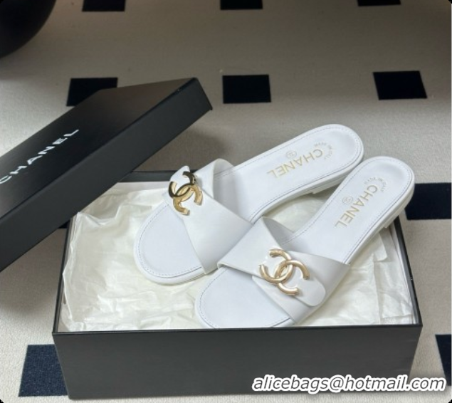 Perfect Chanel Calfskin Mules G47558 White 2026