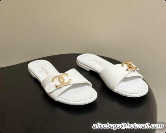Perfect Chanel Calfskin Mules G47558 White 2026