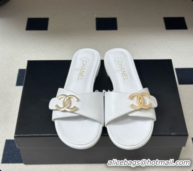 Perfect Chanel Calfskin Mules G47558 White 2026