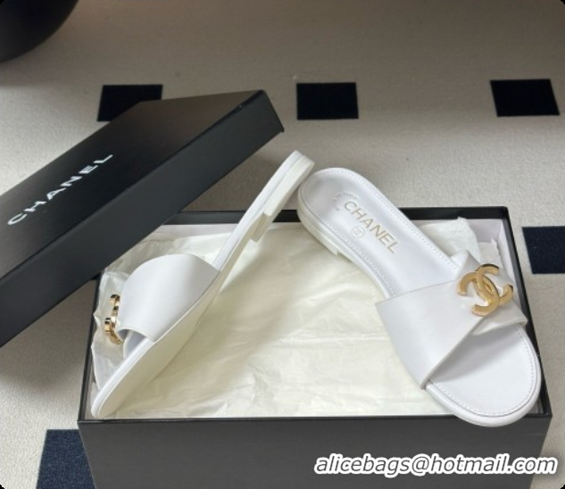 Perfect Chanel Calfskin Mules G47558 White 2026