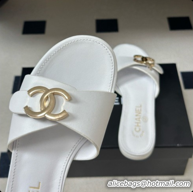 Perfect Chanel Calfskin Mules G47558 White 2026