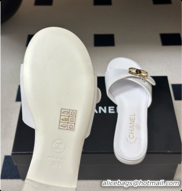 Perfect Chanel Calfskin Mules G47558 White 2026