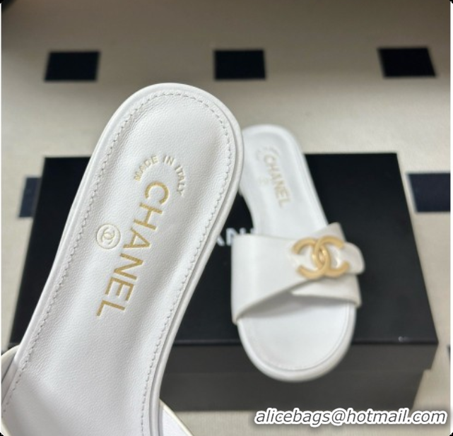 Perfect Chanel Calfskin Mules G47558 White 2026