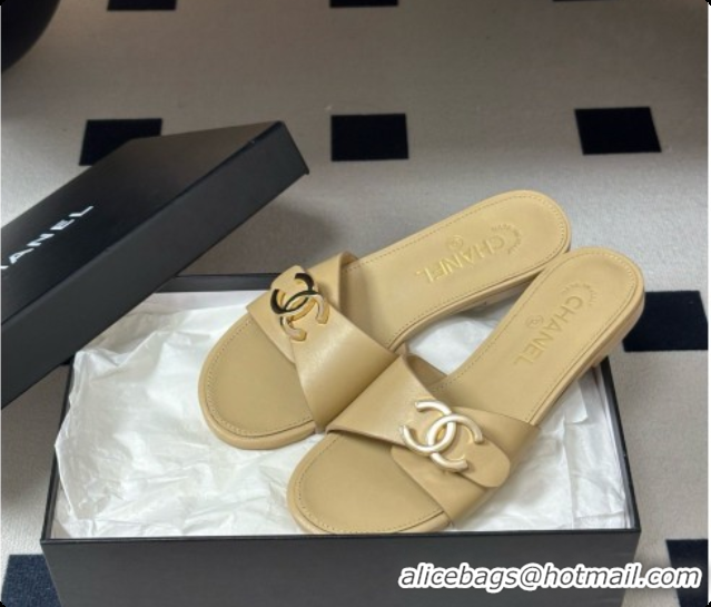 Pretty Style Chanel Calfskin Mules G47558 Beige 2026
