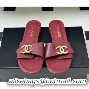 Luxurious Chanel Calfskin Mules G47558 Burgundy 202