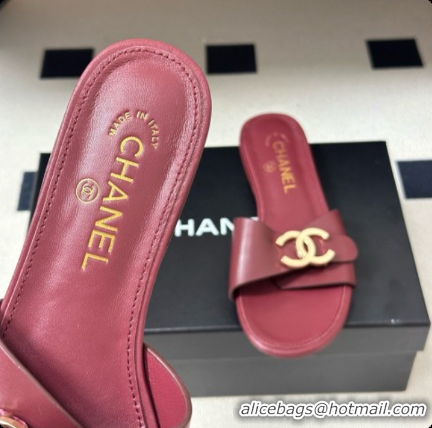 Luxurious Chanel Calfskin Mules G47558 Burgundy 202