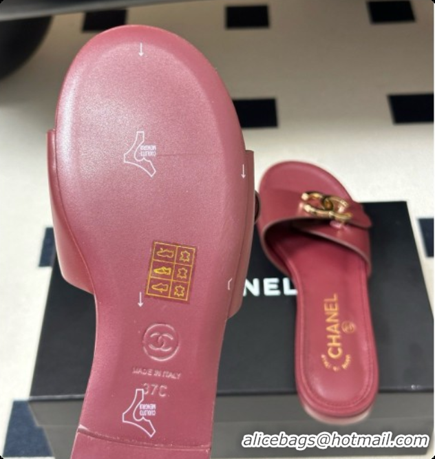 Luxurious Chanel Calfskin Mules G47558 Burgundy 202