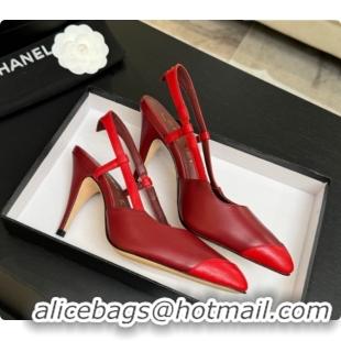 Top Design Chanel Lambskin Slingbacks G47479 Burgundy/Red 2026