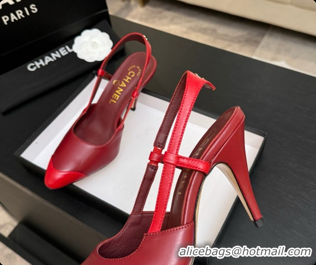 Top Design Chanel Lambskin Slingbacks G47479 Burgundy/Red 2026