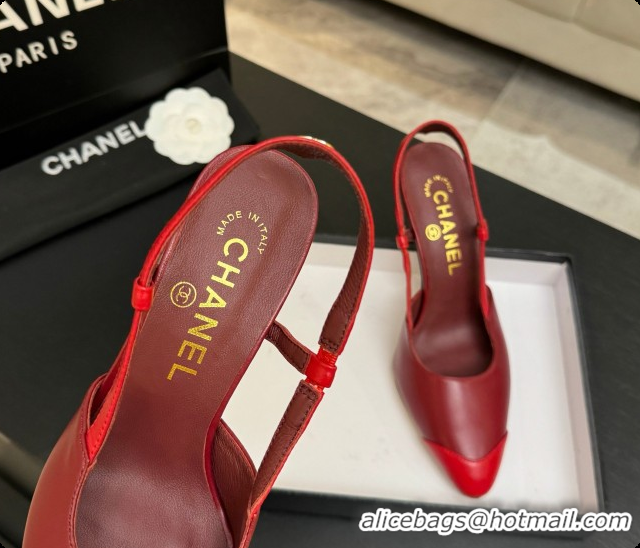 Top Design Chanel Lambskin Slingbacks G47479 Burgundy/Red 2026