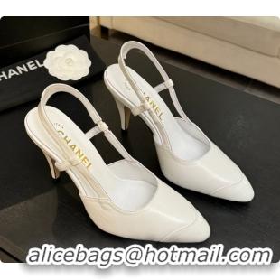 Unique Style Chanel Lambskin & Patent Leather Slingbacks G47479 White 2026