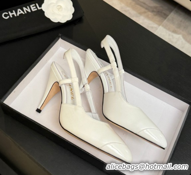 Unique Style Chanel Lambskin & Patent Leather Slingbacks G47479 White 2026