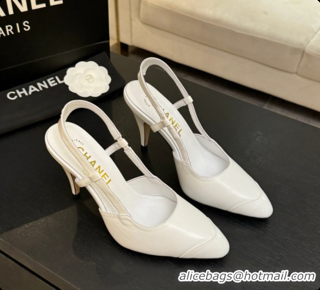 Unique Style Chanel Lambskin & Patent Leather Slingbacks G47479 White 2026