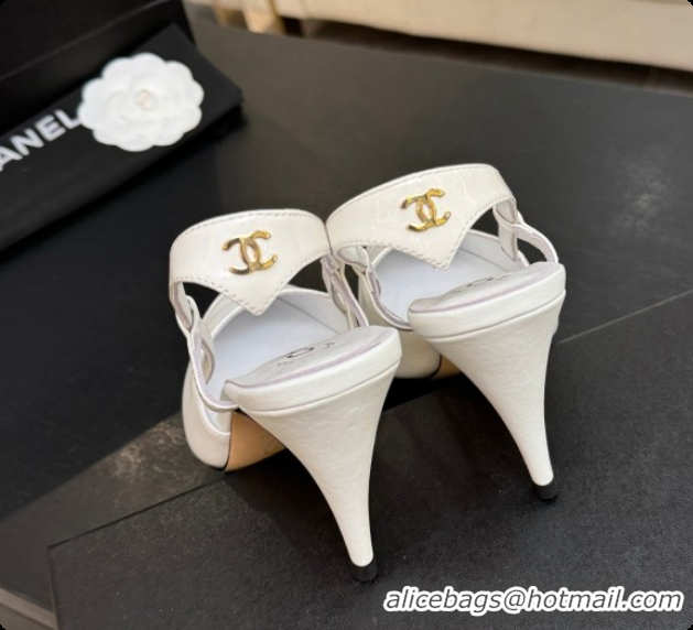 Unique Style Chanel Lambskin & Patent Leather Slingbacks G47479 White 2026