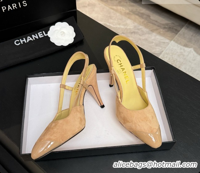 Top Grade Chanel Suede & Patent Leather Slingbacks G47479 Beige 2026