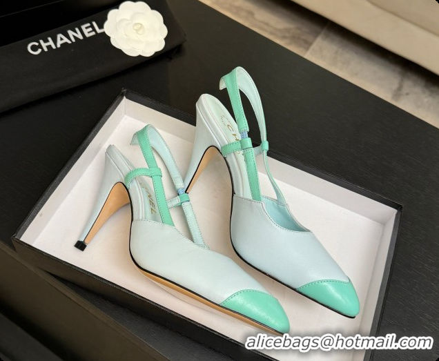 Charming Chanel Lambskin Slingbacks G47479 Light Blue/Green 2026