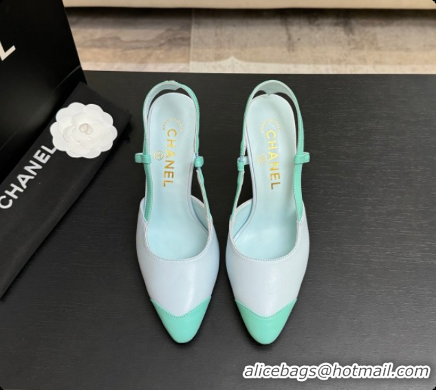 Charming Chanel Lambskin Slingbacks G47479 Light Blue/Green 2026