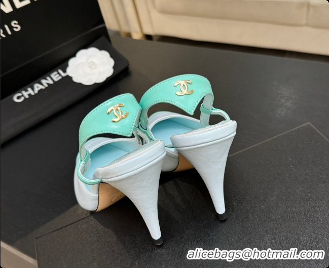 Charming Chanel Lambskin Slingbacks G47479 Light Blue/Green 2026