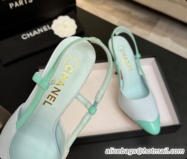 Charming Chanel Lambskin Slingbacks G47479 Light Blue/Green 2026