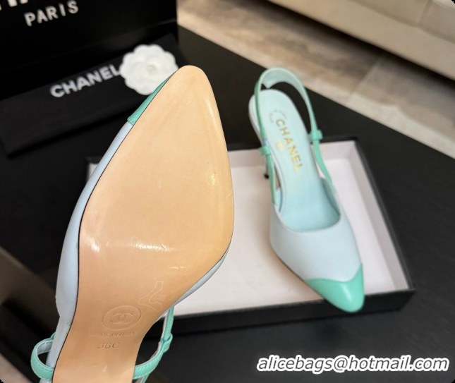 Charming Chanel Lambskin Slingbacks G47479 Light Blue/Green 2026