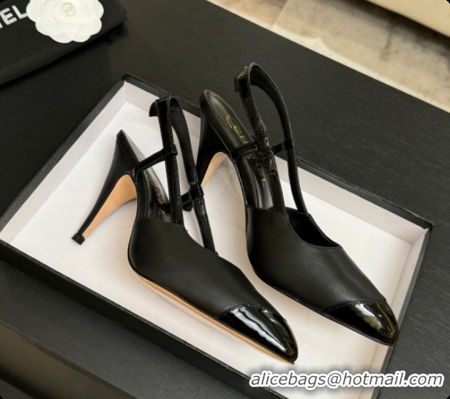 Low Cost Chanel Lambskin & Patent Leather Slingbacks G47479 Black 2026