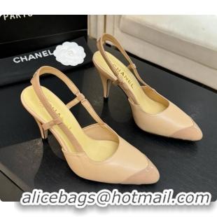 Most Popular Chanel Lambskin & Patent Leather Slingbacks G47479 Beige 2026