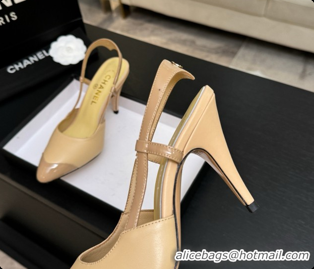 Most Popular Chanel Lambskin & Patent Leather Slingbacks G47479 Beige 2026