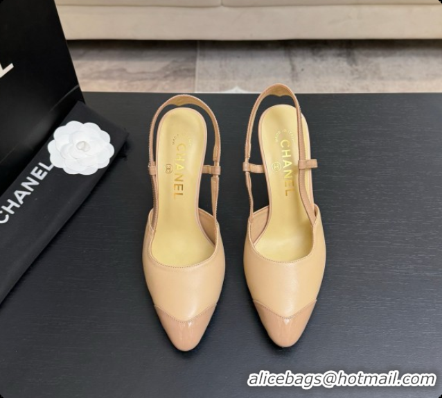 Most Popular Chanel Lambskin & Patent Leather Slingbacks G47479 Beige 2026