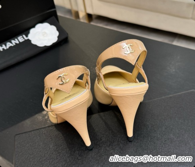 Most Popular Chanel Lambskin & Patent Leather Slingbacks G47479 Beige 2026