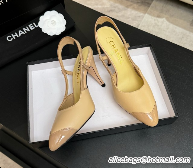 Most Popular Chanel Lambskin & Patent Leather Slingbacks G47479 Beige 2026