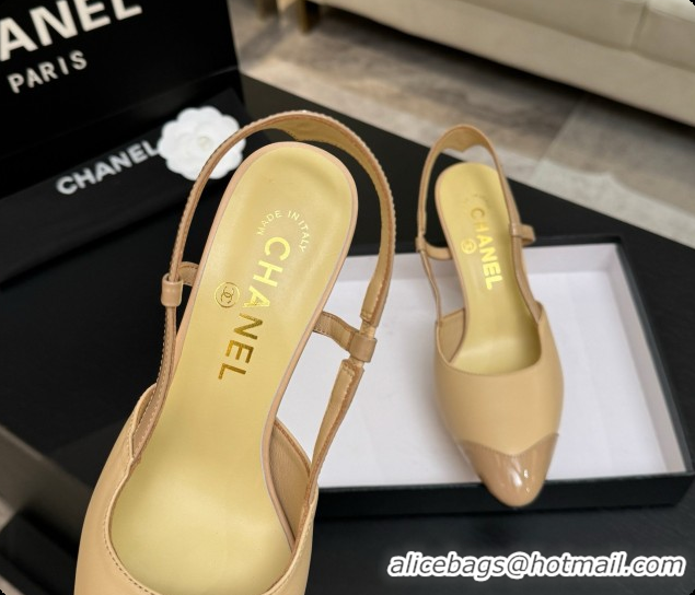 Most Popular Chanel Lambskin & Patent Leather Slingbacks G47479 Beige 2026