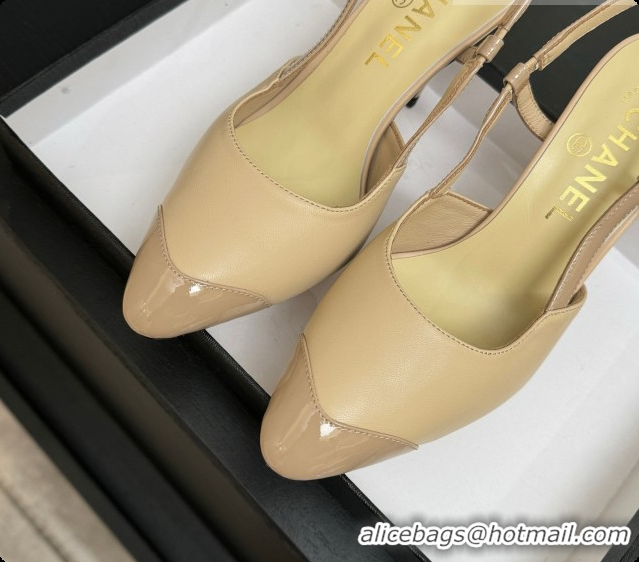 Most Popular Chanel Lambskin & Patent Leather Slingbacks G47479 Beige 2026