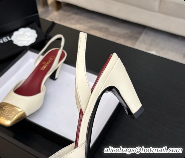 Popular Style Chanel Lambskin & Calfskin Slingbacks 7cm Heel G47515 Beige/Gold 2026