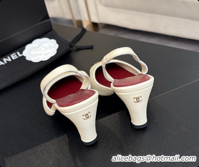 Popular Style Chanel Lambskin & Calfskin Slingbacks 7cm Heel G47515 Beige/Gold 2026