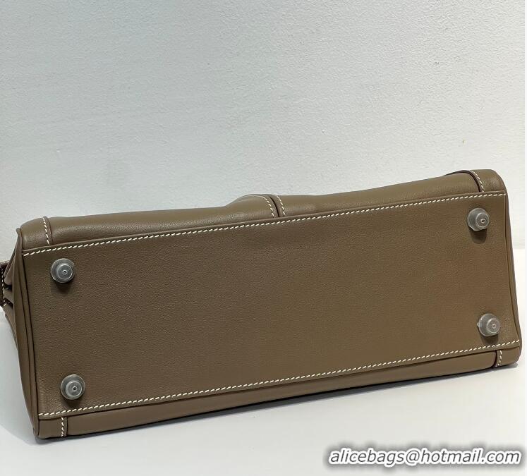 Top Grade Hermes Kelly Lakis Handbag 32cm Calf Leather/Canvas H5986 Dark Green/Gold
