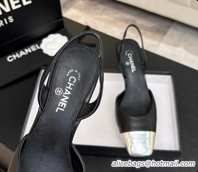 Good Product Chanel Lambskin & Calfskin Slingbacks 7cm Heel G47515 Black/Silver 2026