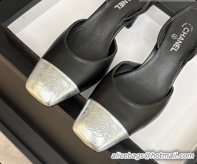 Good Product Chanel Lambskin & Calfskin Slingbacks 7cm Heel G47515 Black/Silver 2026