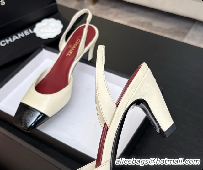 Low Cost Chanel Lambskin & Patent Calfskin Slingbacks 7cm Heel G47515 Light Beige 2026